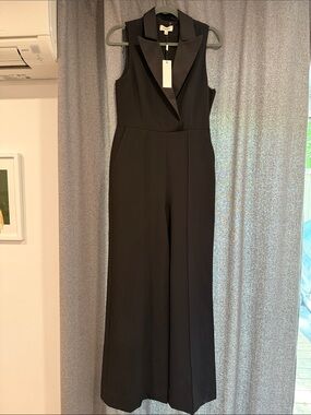 L'AGENCE Sleeveless Black Tuxedo Jumpsuit